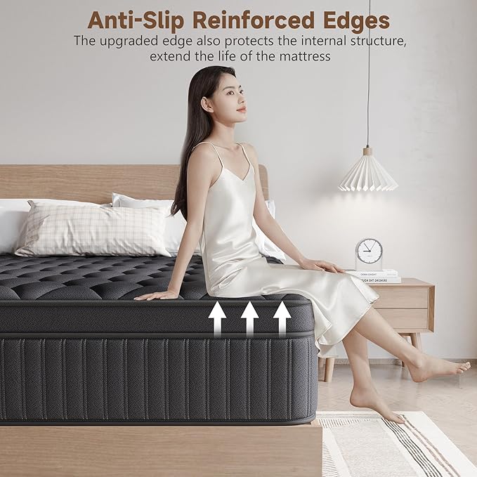 Twin Mattress, 12 Inch Twin Medium Firm Hybrid Mattress in a Box, Individual Pocket Spring for Pressure Relief & Motion Isolation, Reinforced Edge Support, CertiPUR-US Certified