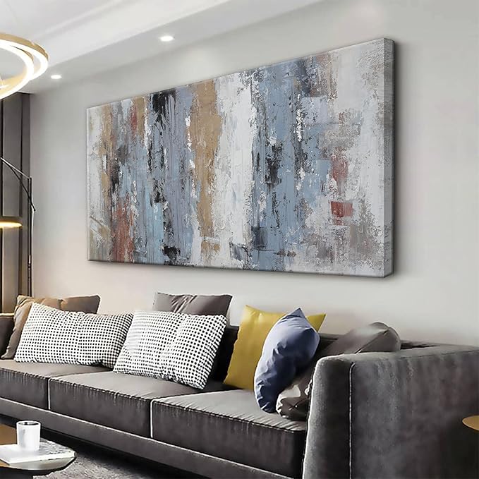 YISXINOAG Colorful Abstract Canvas Art Wall Decor Painting Home Wall Decor 20x40 Inch Decorations Blue Brown And White Wall Art Office Decor Colorful Canvas Picture Artwork For Bedroom Kitchen