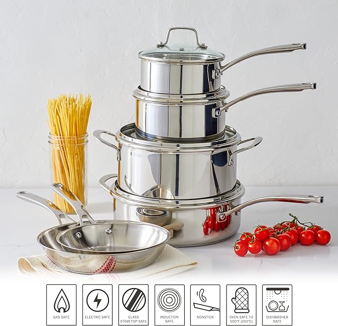 Martha Stewart Castelle 10 Piece Stainless Steel Cookware Set
