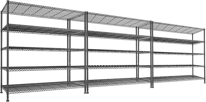 REIBII 45.8''W Steel Wire Shelving Unit, 5 Tier Adjustable Metal Storage Shelves for Kitchen Pantry Office Wire Rack Metal Shelving Unit for College Dorm School, 45.8" W x 71" H x 17.2" D 3PCS