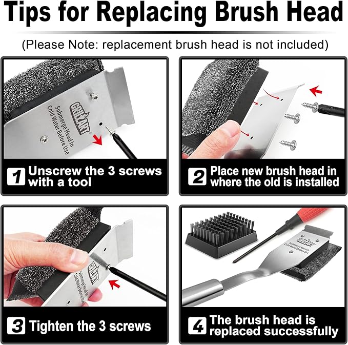 GRILLART Grill Brush Bristle Free Replacement Head - 2PCS