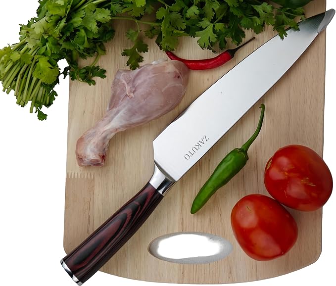 8 Inch Chef Knife - Professional Japanese Chef Knife with High Carbon Stainless Steel Sharp Blade and Ergonomic Comfortable Handle for Chopping, Mincing, Dicing and Slicing, Premium Gift Box