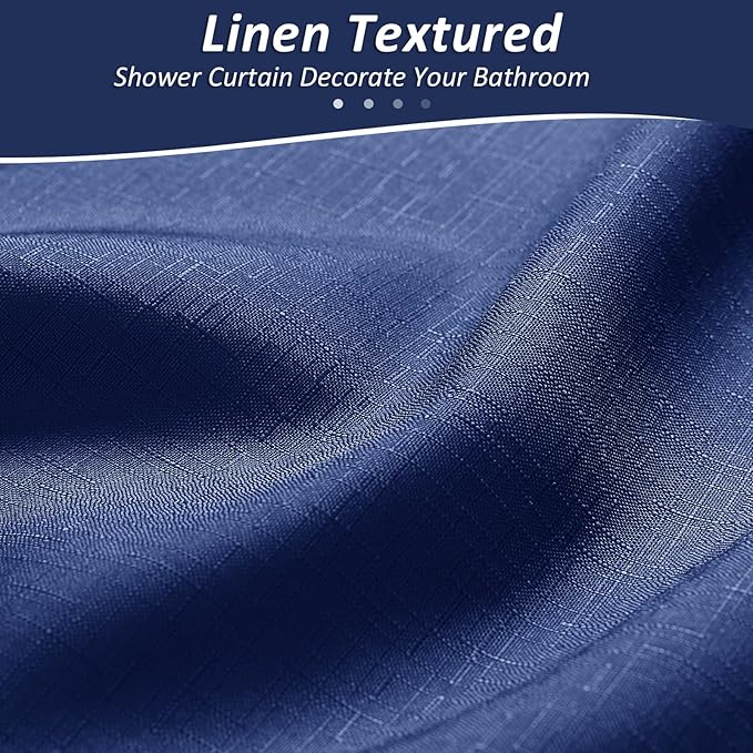 Naturoom Classic Blue Shower Curtains for Bathroom,Ombre Cloth Fabric Shower Curtain Set with 12 Hooks Denim Blue Bathroom Decor 72 x 72