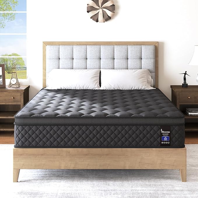 Twin Mattress, 10 Inch Hybrid Mattresses Euro Top Medium Firm for Back & Lumbar Support,Individual Pocket Spring Bed for Motion Isolation & Pressure Relief