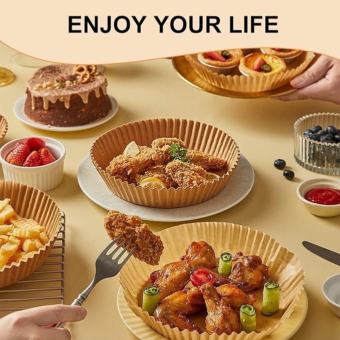 Vailnd Small Round Air Fryer Liners Disposable, 200 PCS 6.3" Air Fryer Paper Liners for Ninja AF101, Non-Stick and Oil Proof Baking Paper Liner for 2-4 qt Airfryer Basket