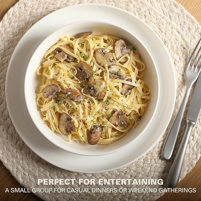 Gibson Home Oslo Porcelain Chip and Scratch Resistant Dinnerware Set, Service for 4 (16pcs), Plates and Bowls Dishes Sets, White