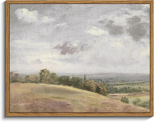 InSimSea Framed Canvas Wall Art Vintage Decor, Landscape Wall Art, Farmhouse Wall Art for Living Room, Rolling Hills Wall Painting Pictures for Bedroom Wall Decor, 11"x14"