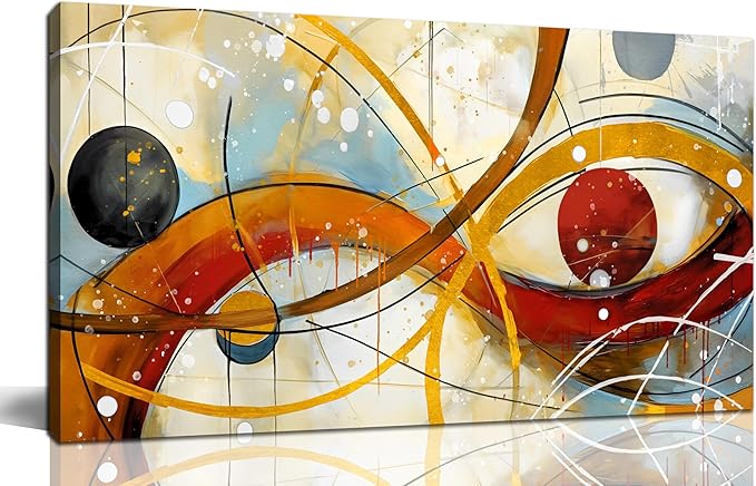 Large Abstract Canvas Wall Art for Living Room Bedroom Home Office Modern Wall Decor Line Geometric Abstract Picture Framed Canvas Prints Size 24x48