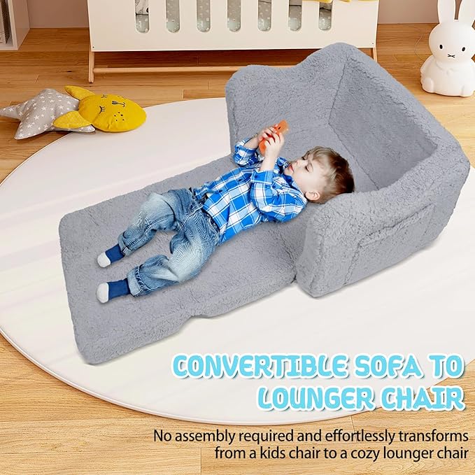 Kids Couch for Toddlers, 2-in-1 Kids Sofa Chair, Comfy Soft Foldable Toddler Couch Chair for Girls and Boys