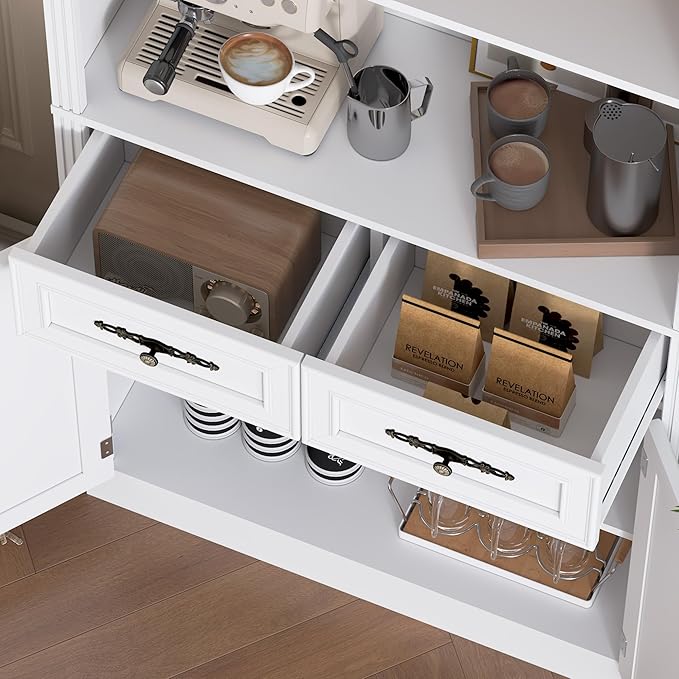 71.4" Tall Bookshelf with Drawers & Cabinet, 5-Tier Floor Standing Bookcase with Storage Doors, Adjustable Shelves & Metal Handles, 31.5" Wide Organizer for Home Office, Living Room