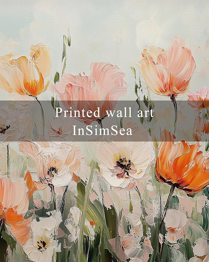 InSimSea Framed Wall Art for Living Room Flower Paingtings Tulips in Full Bloom Pictures Wall Decor Room Aesthetic Floral Art Elegant Canvas Print Home Decor for Bathrrom, Bedroom Décor 12x16In