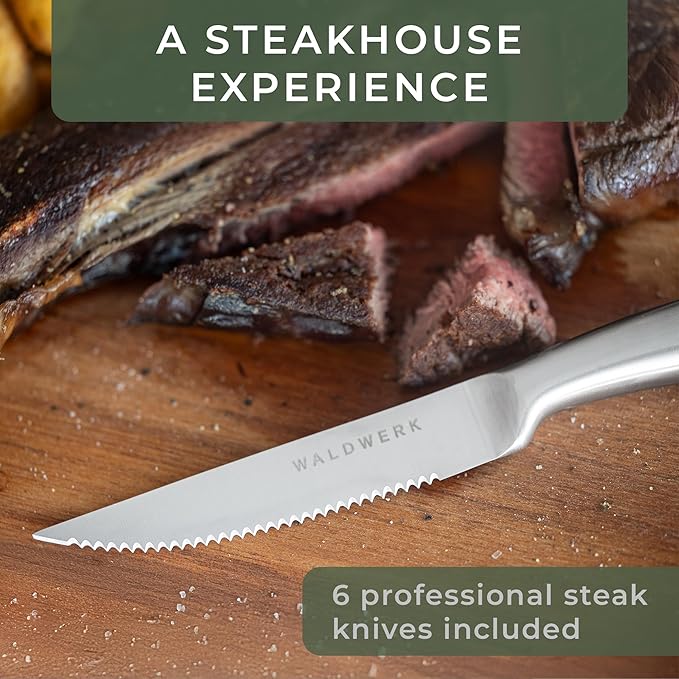 WALDWERK Knife Set - 11pcs Kitchen Knife Set with Block and Integrated Sharpener - Kitchen Knife Set - Knife Block Set - Kitchen Knifes - Knives Set for Kitchen