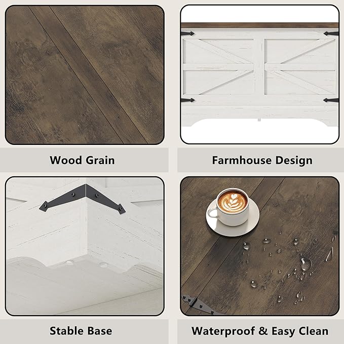 Furnideco 35.5''W Square Coffee Table Farmhouse Lift top Coffee Table with Large Hidden Storage, Wood Center Table for Living Room, Home Office, Brown Top