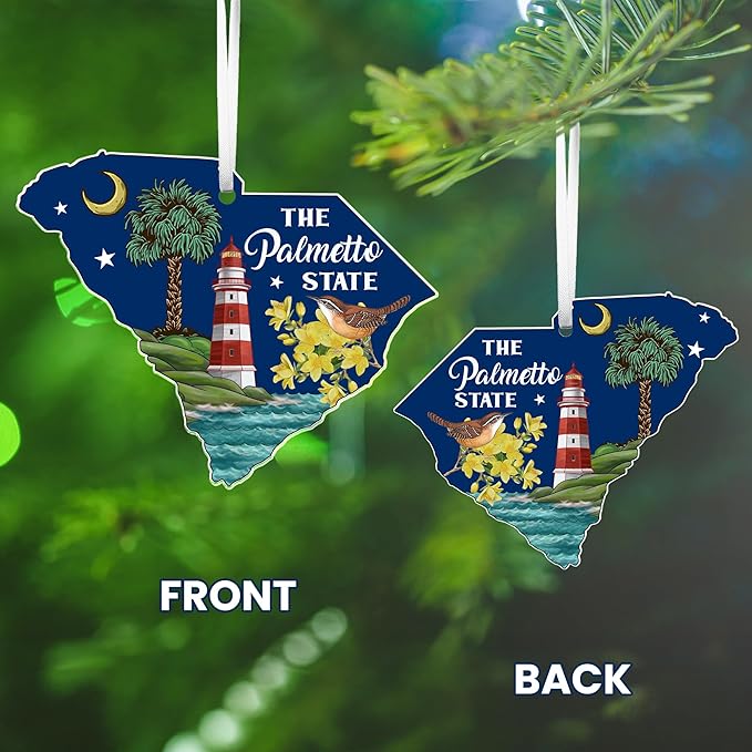 FLAGWIX South Carolina Christmas Ornament for Home Decor - Palmetto Acrylic Christmas Ornaments 2025 for Tree Decorations - South Carolina Gifts, House Warming Gifts New Home for Family Friends