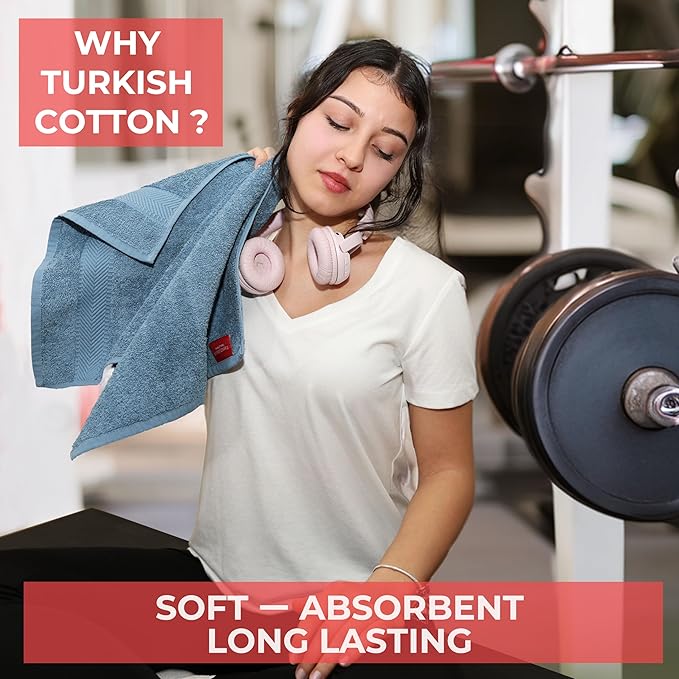 TEXTILOM 100% Turkish Cotton 2 Pcs Bath Towel Set, Luxury Bath Towels for Bathroom, Soft & Absorbent Hotel Quality Bathroom Towels Set (27 x 54 inches)- Mid Blue