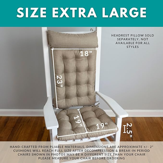 Barnett Home Decor Outdoor Rocking Chair Cushions - Lemons Blue Mediterranean Size Extra Large Rocker Cushions - Set of 19 x 19 Seat and 18 x 23 Back - Waterproof Fade Resistant