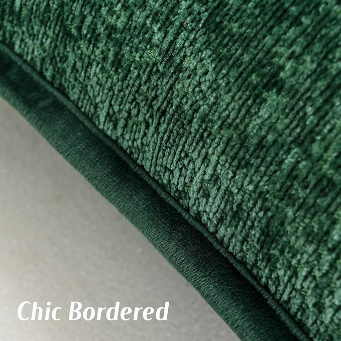 FUTEI Dark Green Chenille Throw Pillow Covers 18x18 Inch Set of 2,Soft Cozy Bound Edge Design Cushion Case,Home Decor for Couch Bed Living Room