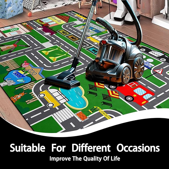 Car Rugs for Kids - Car Track Carpet for Boys Road Rug for Bedroom Road Map Carpet for Kids Play Mat Farm, 4. 5x6 Feet