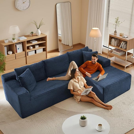 105''Sectional Cloud Couch with L Shaped Chaise,Modern Modular Sectional Sofa,Comfy Sectional Couches for Living Room,Bedroom,Apartment (Blue, Right Facing Chaise)