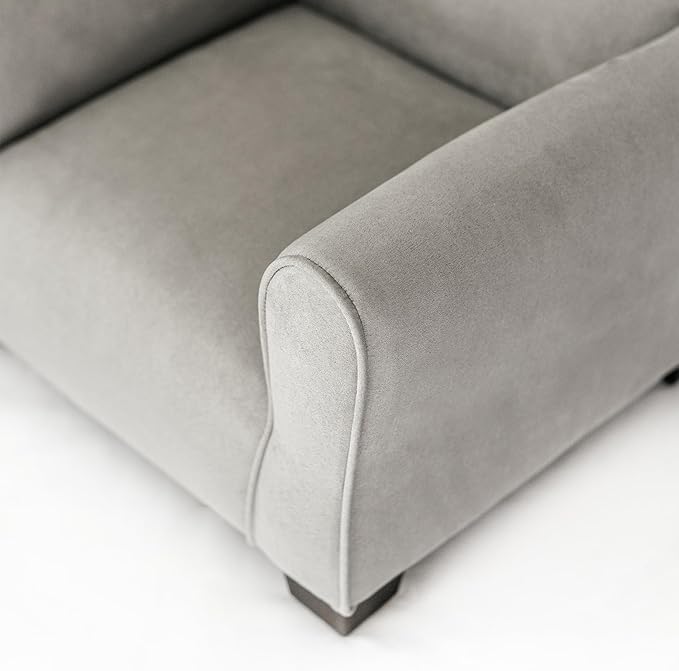 Toddler Personalized Armchair, Kids Upholstered Rocking Chair with Personalization, Toddler Chair with Personalized Name, Comfy Child Armchair, (Grey Suede, Legs)