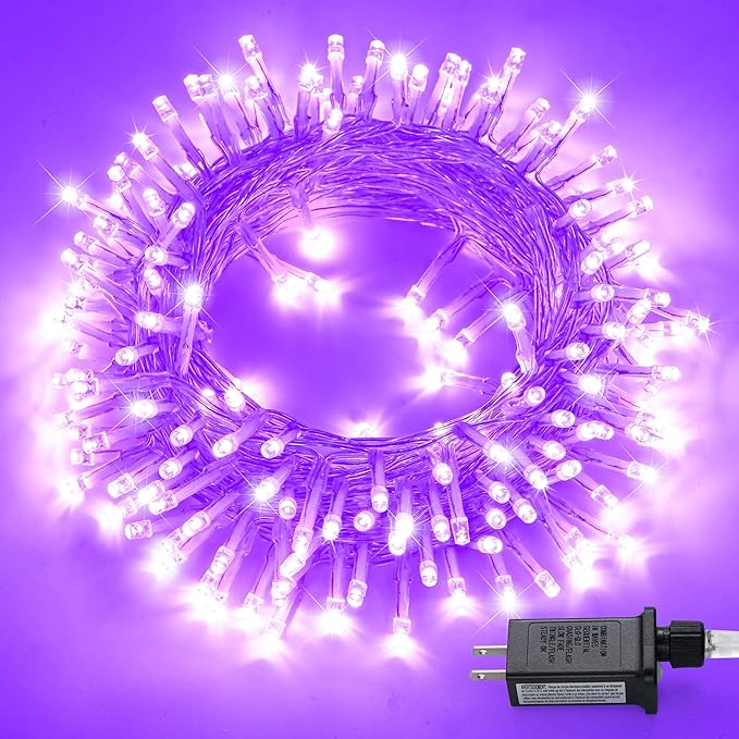 JMEXSUSS Connectable Purple Lights Indoor, 150 LED 8 Modes Halloween String Lights Outdoor Waterproof, 59FT Purple Halloween Light for Party Bedroom Tree Christmas Decorations