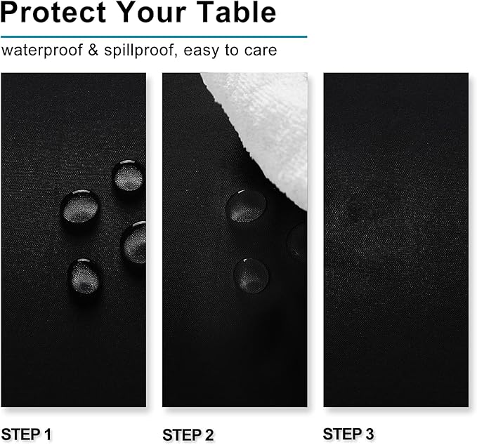 Hiasan 2 Pieces Black Tablecloth Rectangle - Waterproof and Wrinklr Resistant Washable Polyester Fabric Table Cloth for Dining Room and Outdoor Use, 60 x 84 Inch