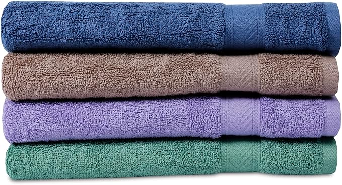 Casa Lino 100% Cotton Hand Towels for Bathroom - Soft, Highly Absorbent & Quick Dry Kitchen Towels - Gym Towel Set - Travel Towel Set - 24" x 16" - Pack of 4 - (Multicolor II)