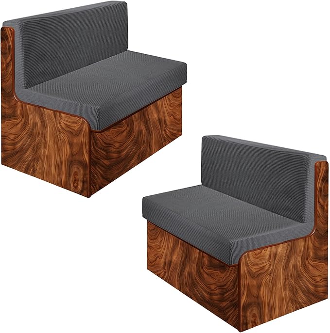 Rv Dinette Cushion Covers,Jacquard Stretchable Camper Cushion Cover,RV Cushion Slipcover,Rv Couch Cover Replacement for RV Camper Car Bench,2 Backrest Covers and 2 Bench Covers (Checkered,Grey)