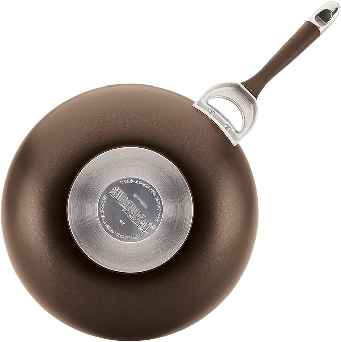 Circulon Symmetry Hard Anodized Nonstick Wok/Stir Fry Pan with Lid, 12", Chocolate