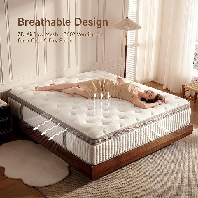 King Mattress, 14 inch King Size Cooling Gel Memory Foam Mattresses for Pressure Relief, Medium Firm Hybrid Mattress in a Box, CertiPUR-US Certified