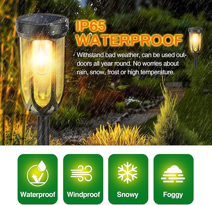 Solar Lights Outdoor 8 Pack, Solar Pathway Lights, Solar Lights Outdoor Waterproof IP65, Bright Auto On/Off Driveway Patio Light, Solar Garden Lights Landscape Lighting for Walkway Lawn Yard