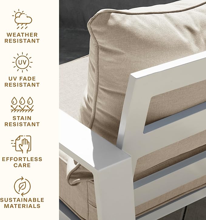 Honeycomb Outdoor Deep Seat, 24 x 23, Stripe Taupe Chair Cushion for Patio Furniture