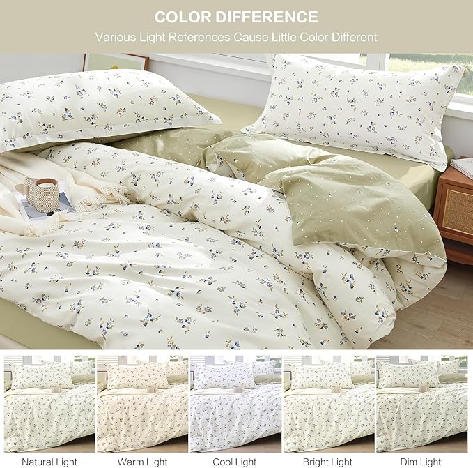 SAPHREAS Purple Floral Duvet Cover Set 2pcs Vintage Botanical Flower White Bedding Comforter Cover Set 100% Cotton 1 Duvet Cover 68"x90" 1 Pillow Sham, Comforter Not Included