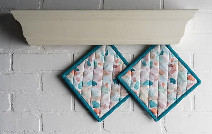 Maison d' Hermine Pot Holders Set 100% Cotton Heat Resistant Potholders 8" x 8" Hot Pads with Loop BBQ, Cooking, Baking, Grilling, Kitchen, Handling Hot Pans Spring/Summer (Pack of 2, Summer Picnic)