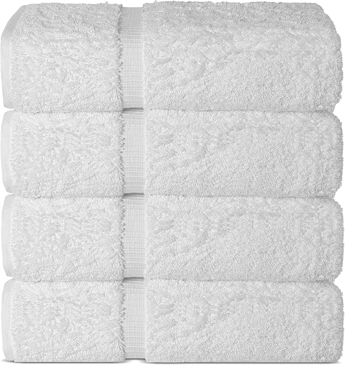 Chakir Turkish Linens Premium Cotton Absorbent Turkish Towels (Bath Towel - Set of 4, White)