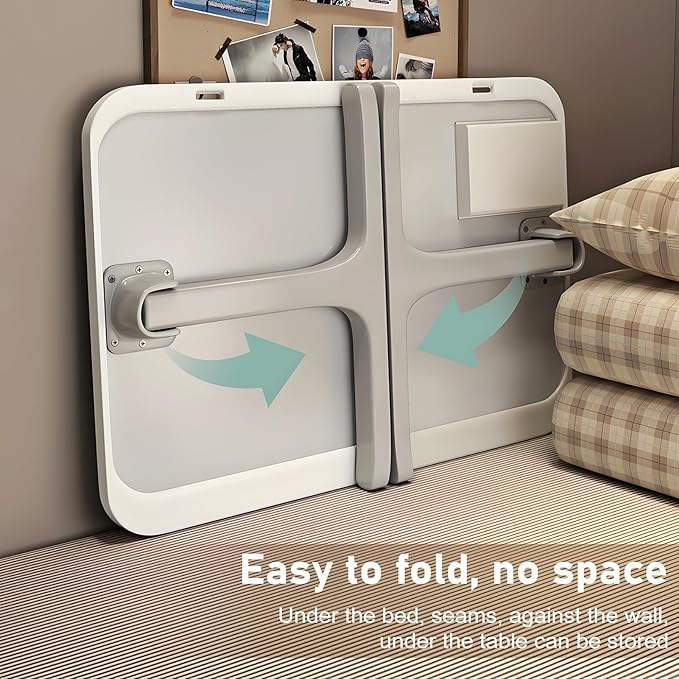 Laptop Bed Tray Table, Lap Desk with Night Lamp, Storage Drawer, Phone Charging Function, Foldable Laptop Bed Desk Laptop Workstation, Laptop Tables for Bed, a Children's Bed Table Grey