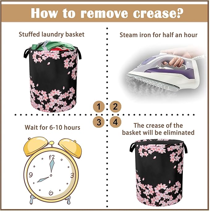 Laundry Hamper,Cherry Blossom Laundry Basket,Waterproof Oxford Cloth Storage Basket with Handle for Clothes Books Nursery Home Storage Sundries 16"x20"