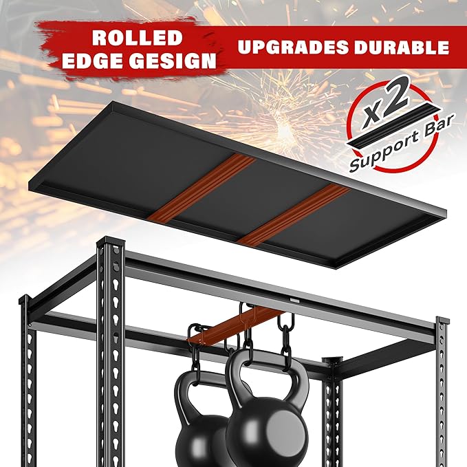 REIBII 3000LBS Garage Shelving 72" H Storage Shelves Heavy Duty Adjustable Metal Shelves for Storage Industrial Metal Shelving for Pantry Kitchen Basement