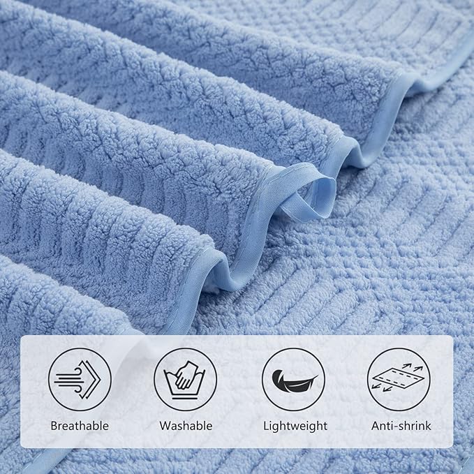 4 Piece Extra Large Bath Towels Set 35x70 Inches, Blue Oversized Soft Bath Sheet Towels 600 GSM Highly Absorbent Quick Dry Towels Set for Bathroom Hotel Spa