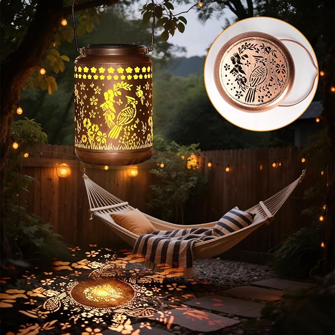 Solar Lanterns Outdoor Cardinal Lantern Garden Decor Waterproof Decor Light Hanging Solar Lights Yard Decor,Gifts for Women Gifts for Mom Gifts for Grandma