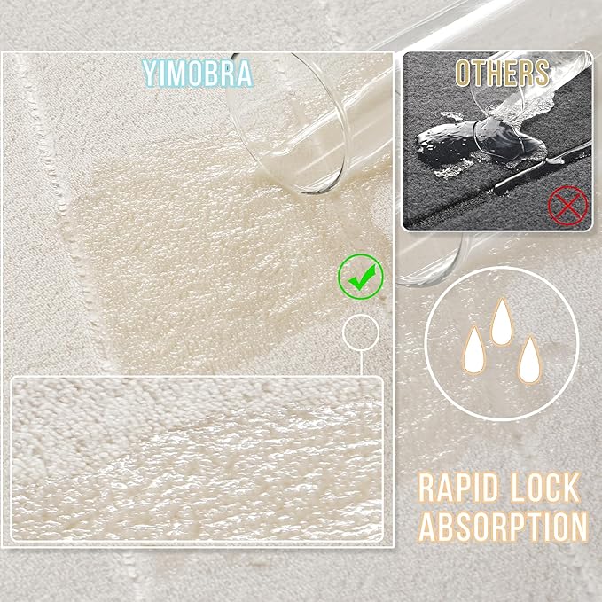 Yimobra Memory Foam Bath Mat, Super Soft Absorbent Bathroom Rug Non Slip 31.5x20 Inch, Quick Dry, Machine Washable Floor Carpet for Tub Shower, Home Decor Accessories, Cream