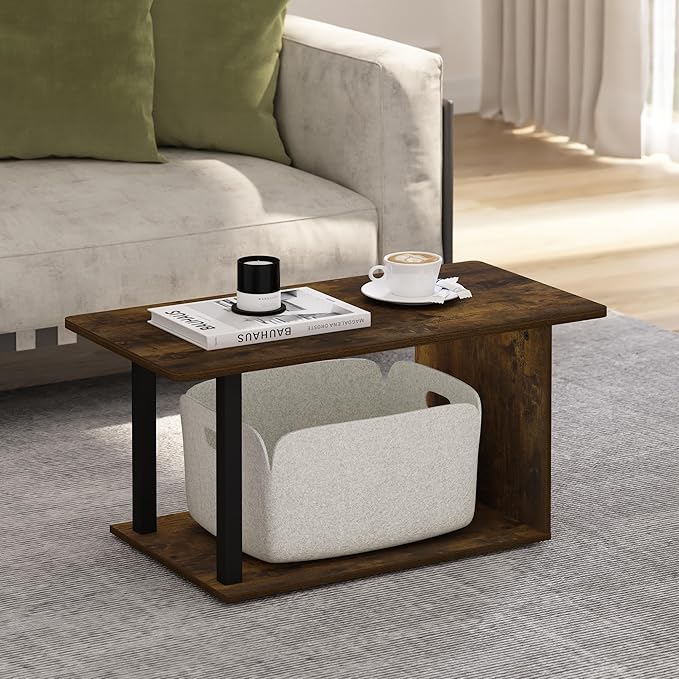 Furinno Basic Home Living Coffee Table, Amber Pine/Black