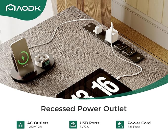 AODK 66" L Shaped Desk, 113" Computer Desk with File Cabinet & 4 Fabric Drawers, Home Office Desk with Monitor Shelf & Power Outlet, Two Person Desk or Corner Desk, Gaming Table with LED Light, Grey