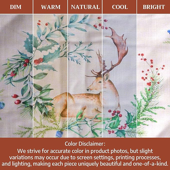 Maison d' Hermine Double Oven Mitt (7" x 35") 100% Cotton Heat Resistant BBQ Cooking Gloves with Loop for Thanksgiving Christmas Decorations Baking Cooking Barbeque Handling Hot Pan (Holly Time)