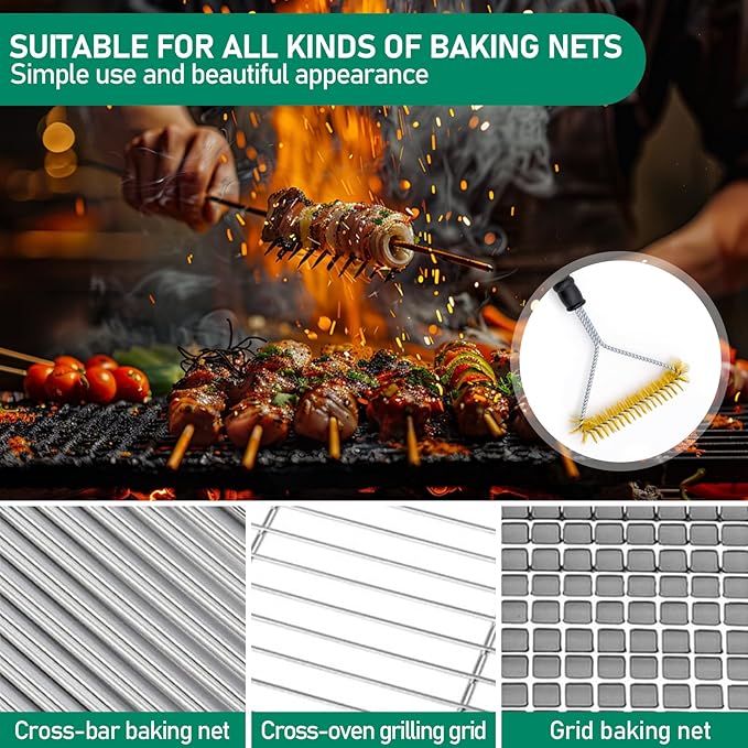 2 Pieces Grill Brush, 12 Inch Non-Scratch Brass Bristles Grill Cleaning Brush, Wide Faced Spiral Barbeque Grill Accessories for Kitchen, Outdoor Grill