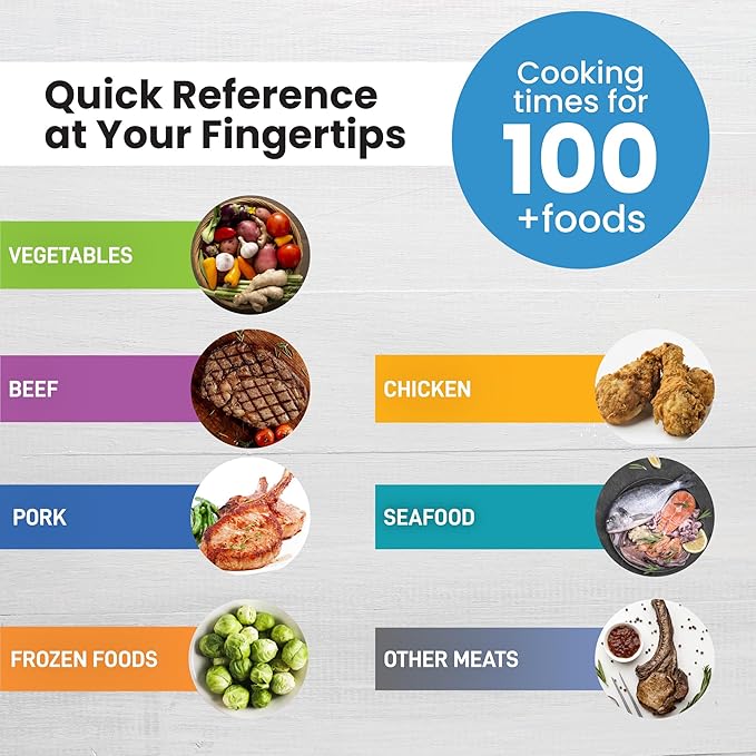 Air Fryer Magnetic Cheat Sheet Set - Air Fryer Accessories Cookbook - As Seen on the Today Show an Easy to Use AirFryer Time Chart Set - Strong Magnet Quick Reference Cooking Guide for Frying (Black)