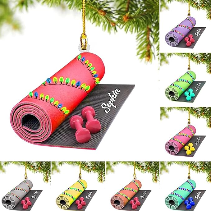 Noni Personalized Yoga Ornament, Custom Name Acrylic Christmas Decoration, Custom Name Mat Decor, Gift for Coach, New Yogi