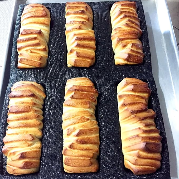 Bluedrop Silicone Bread Forms Square Shape Bread Molds Non Stick Bakery Trays Silicone Coated Fiber Glass 6 Caves Rectangle Moulds