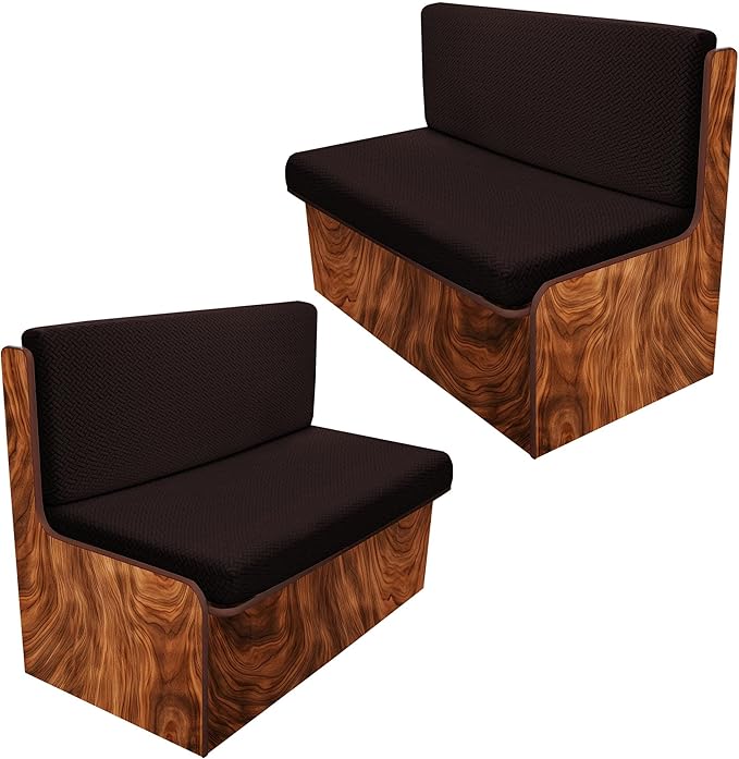 Rv Dinette Cushion Covers,Jacquard Stretchable Camper Cushion Cover,RV Cushion Slipcover,Rv Couch Cover Replacement for RV Camper Car Bench,2 Backrest Covers and 2 Bench Covers (Twill,Coffee)