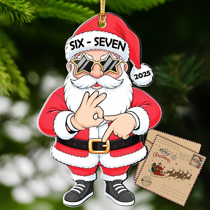 Santa Handsign 67 Christmas Ornament, 67 Ornament, Santa Says Six Seven Ornaments, Christmas Decorations 2025, 67 Meme Funny Ornaments, 67 Gifts Stocking Stuffer Teens, 67 Stuff for Genz